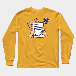 Hand Writng Letter With Envelope Cartoon Long Sleeve T-Shirt